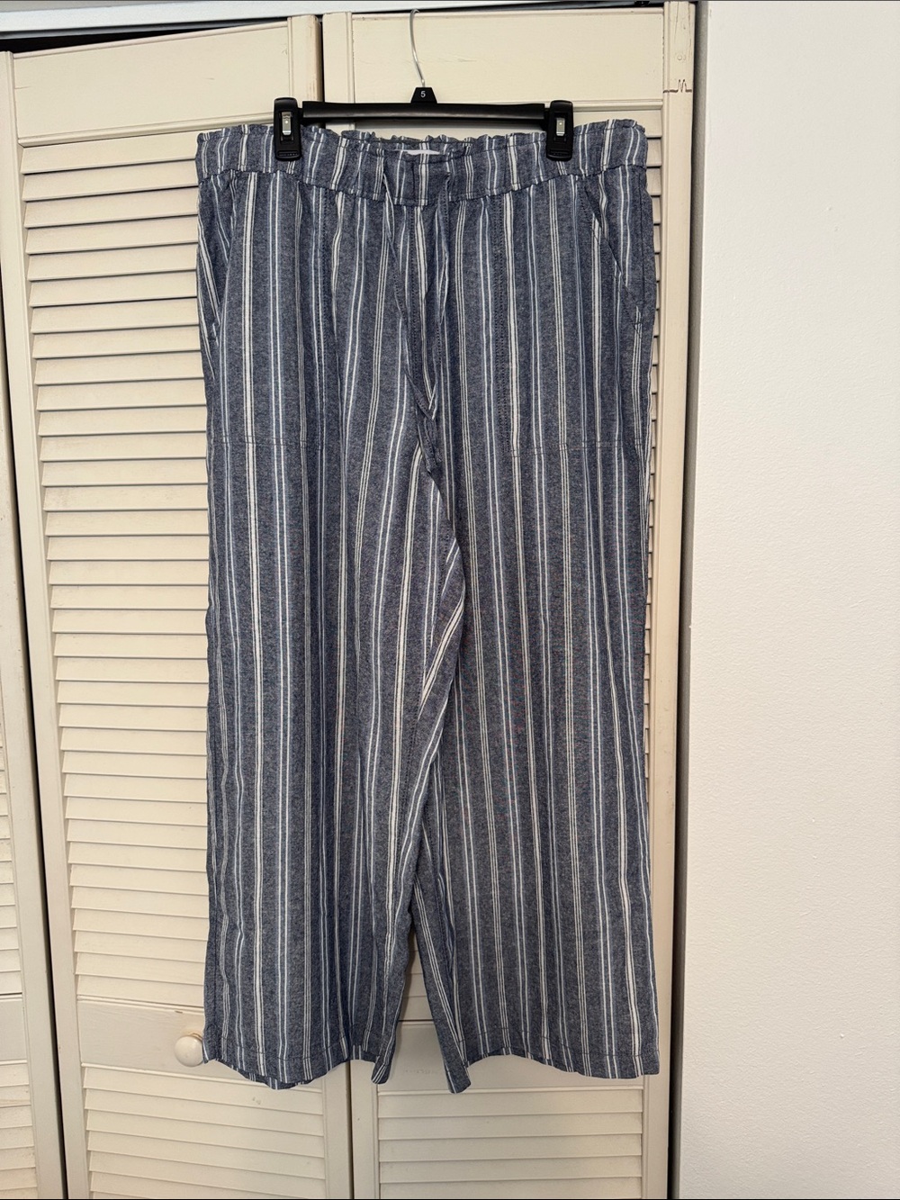 SONOMA Navy and White Striped Linen Blend pants